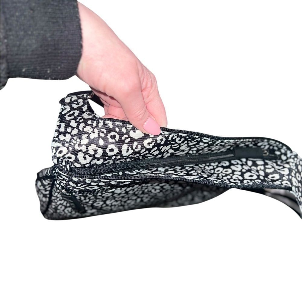 Vera Bradley Black White Leopard Print Quilted Crossbody Bag Adjustable Strap - Picture 11 of 13
